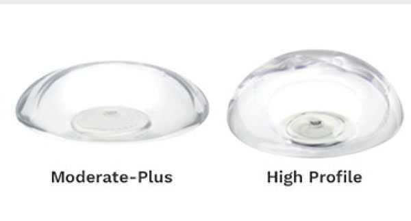 Moderate and high profile breast implants Courtesy of Johnson and Johnson