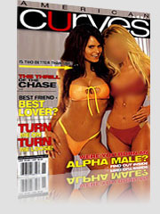 American Curves Magazine cover w/ brunette & blonde in swimpy bikinis