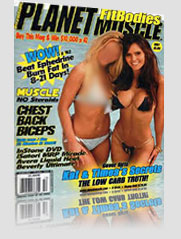 Planet Muscle Magazine Cover brunette & blonde in bikini 