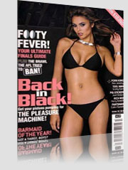 Ralph Magazine Cover with brunette model in black bikini