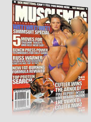 Musclemag Swimsuit Special Magazine Cover w/ model in small purple bikini