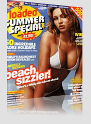 Loaded Summer Special Magazine Cover w/ model in white bikini and seductive lips