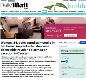 Daily Mail Article About Salmonella in Breast Implant