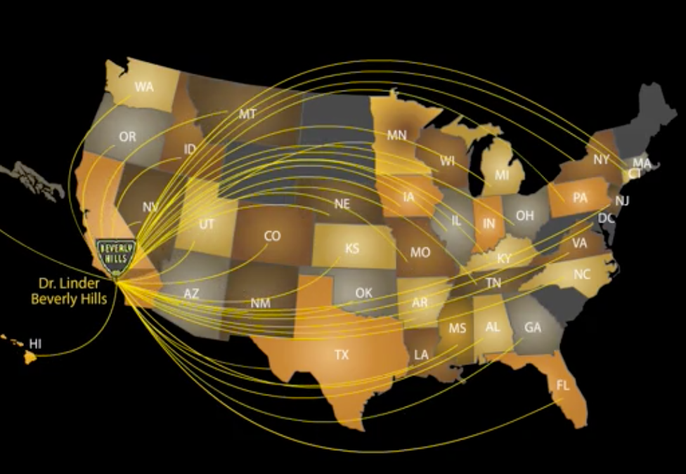 Map with Lines Pointing to California